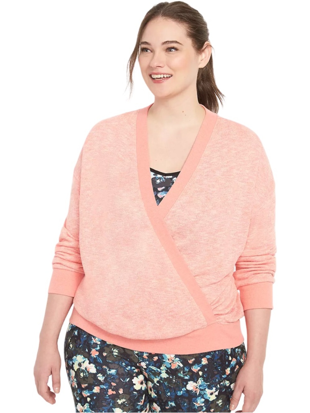 Livi Active Women’s Pink French Terry Surplice Neck Sweatshirt Size 22/24 EUC